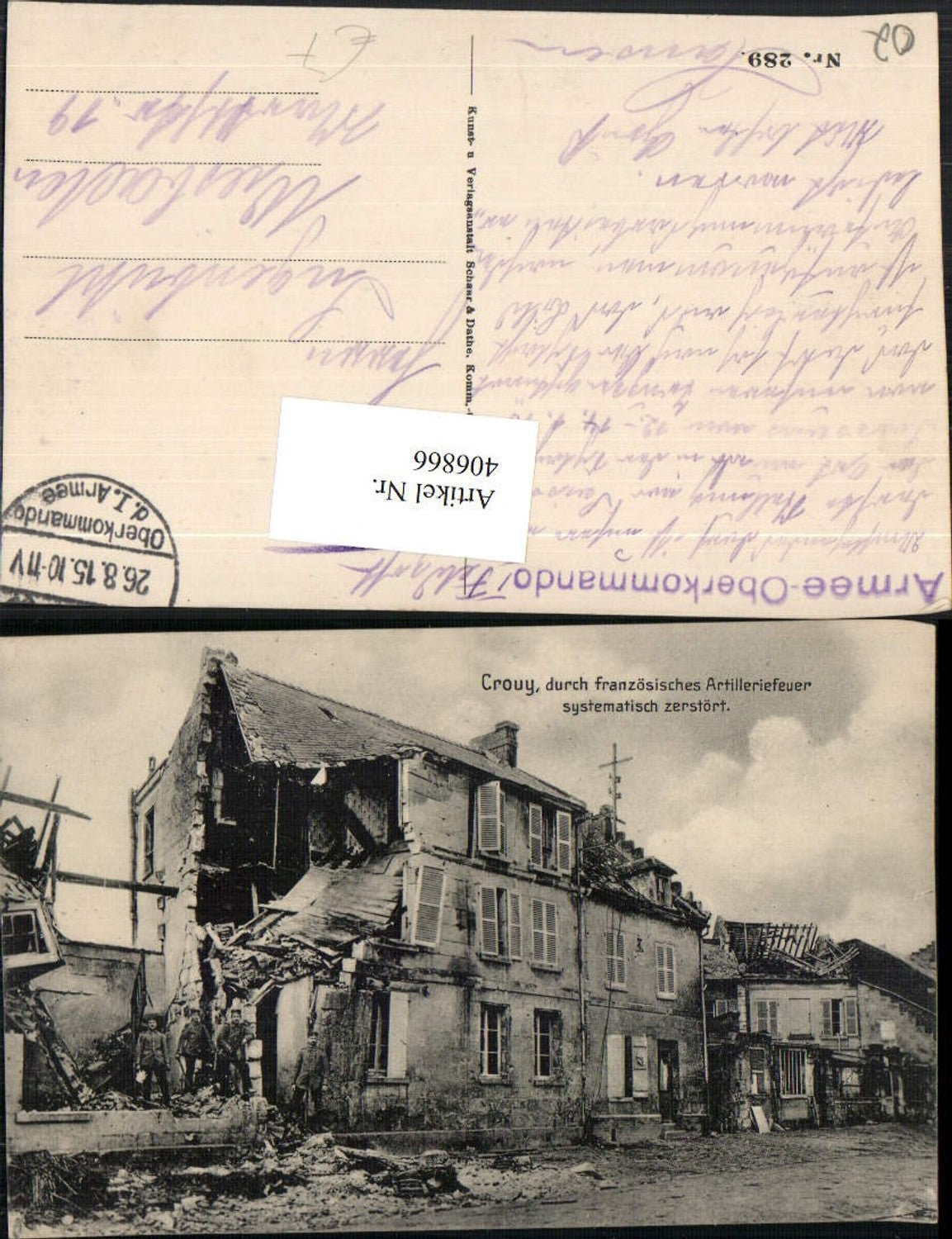 406866,Picardie Aisne Crouy Zerstörte Häuser