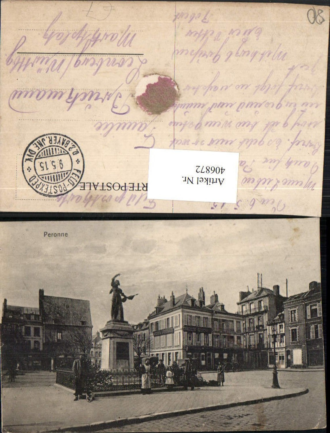 406872,Picardie Somme Peronne Platz Denkmal Statue