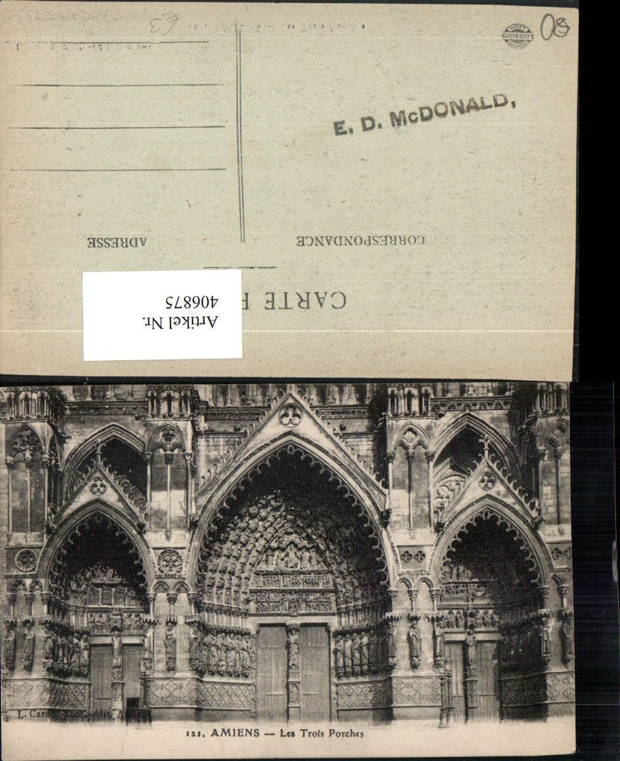 406875,Picardie Somme Amiens Les Trois Porches Kirche Portale