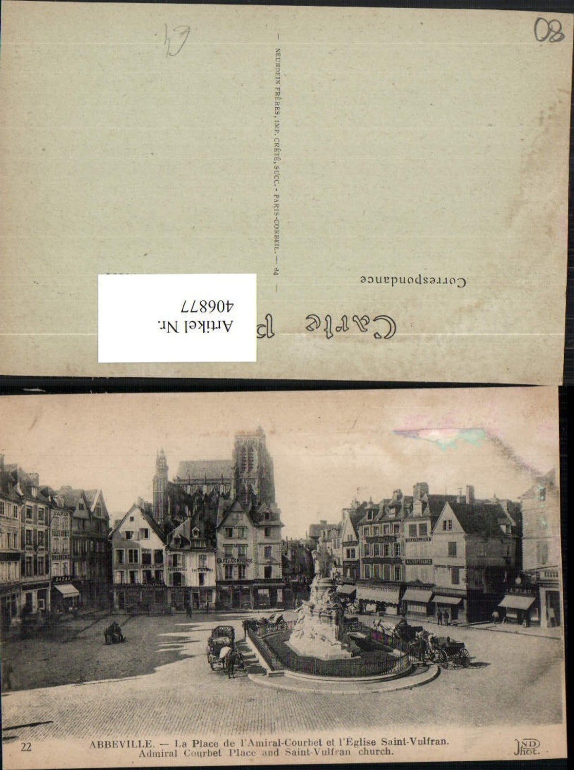 406877,Picardie Somme Abbeville Place de l'Amiral-Courbet et Eglise Saint-Vulfran Kirche