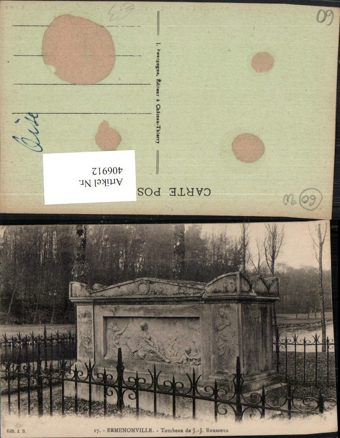 406912,Picardie Oise Ermenonville Tombeau de J.-J. Rousseau Grabmal