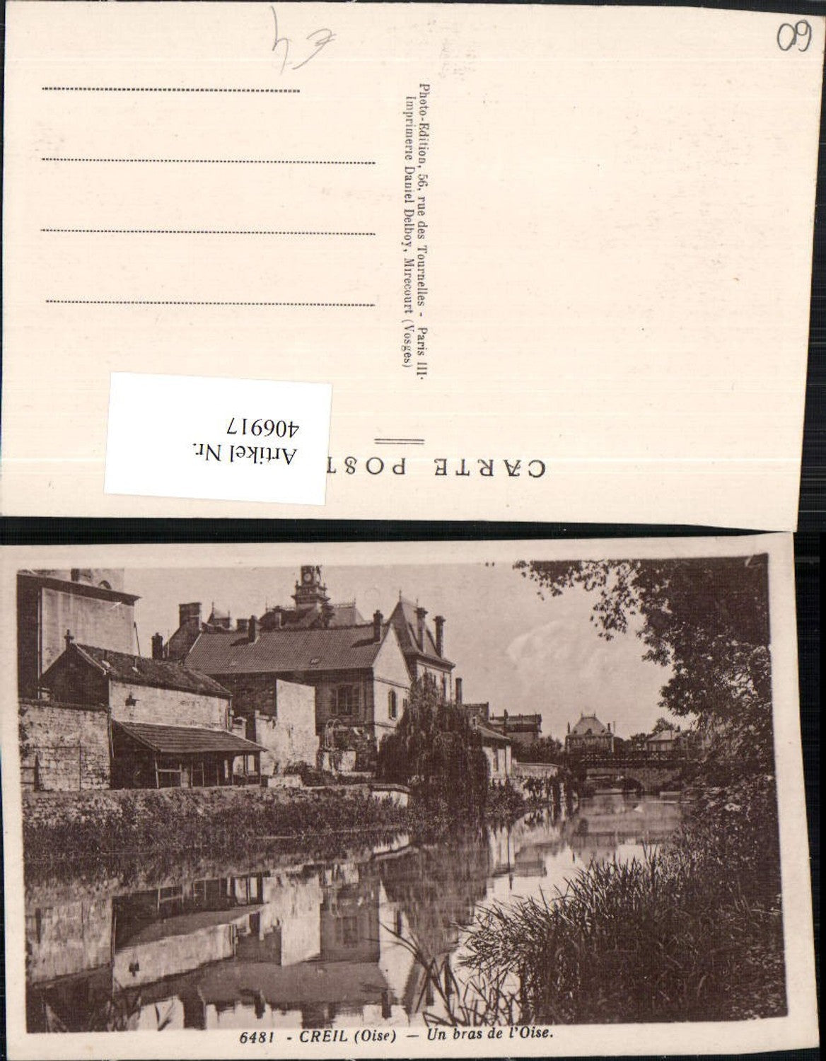 406917,Picardie Oise Creil Un bras de l'Oise Teilansicht Fluss