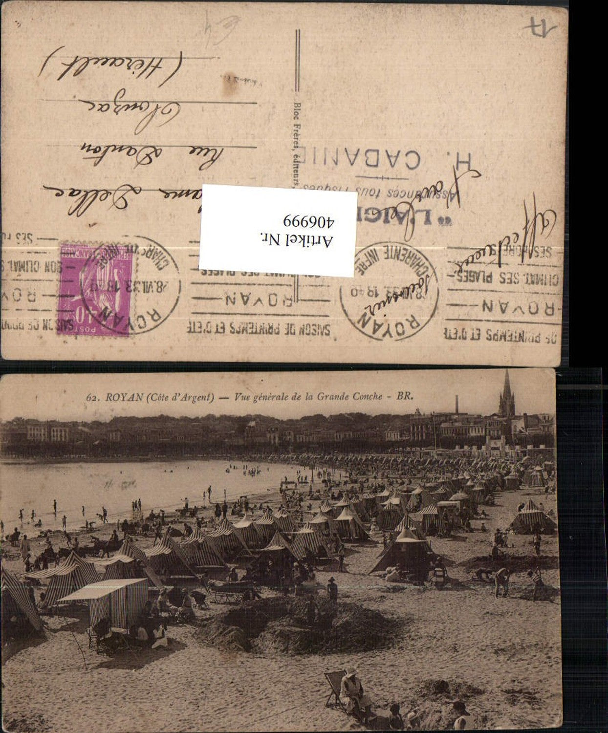 406999,Poitou-Charentes Charente-Maritime Royan Vue generale de la Grande Conche Strand