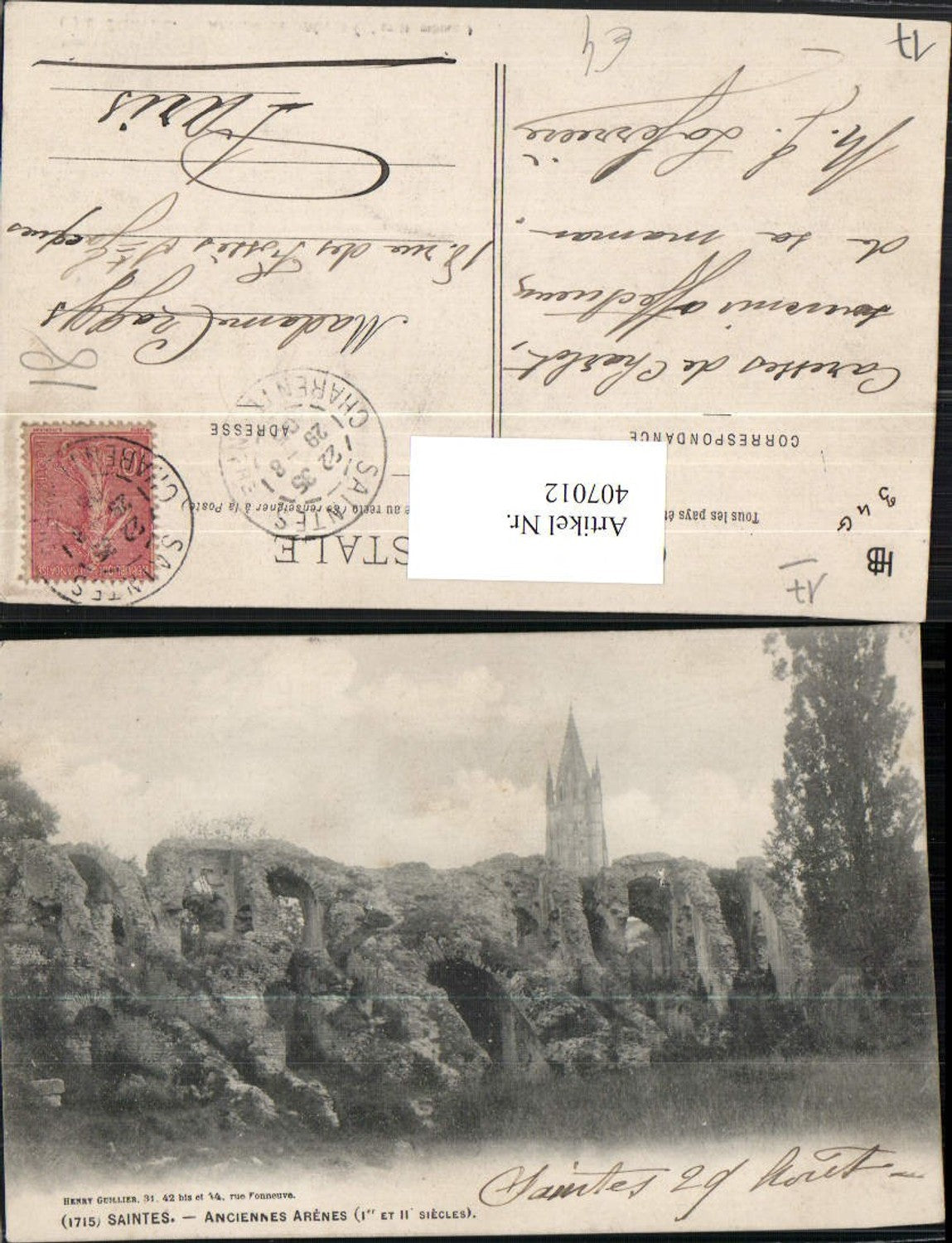 407012,Poitou-Charentes Charente-Maritime Saintes Anciennes Arenes Ruine Turm