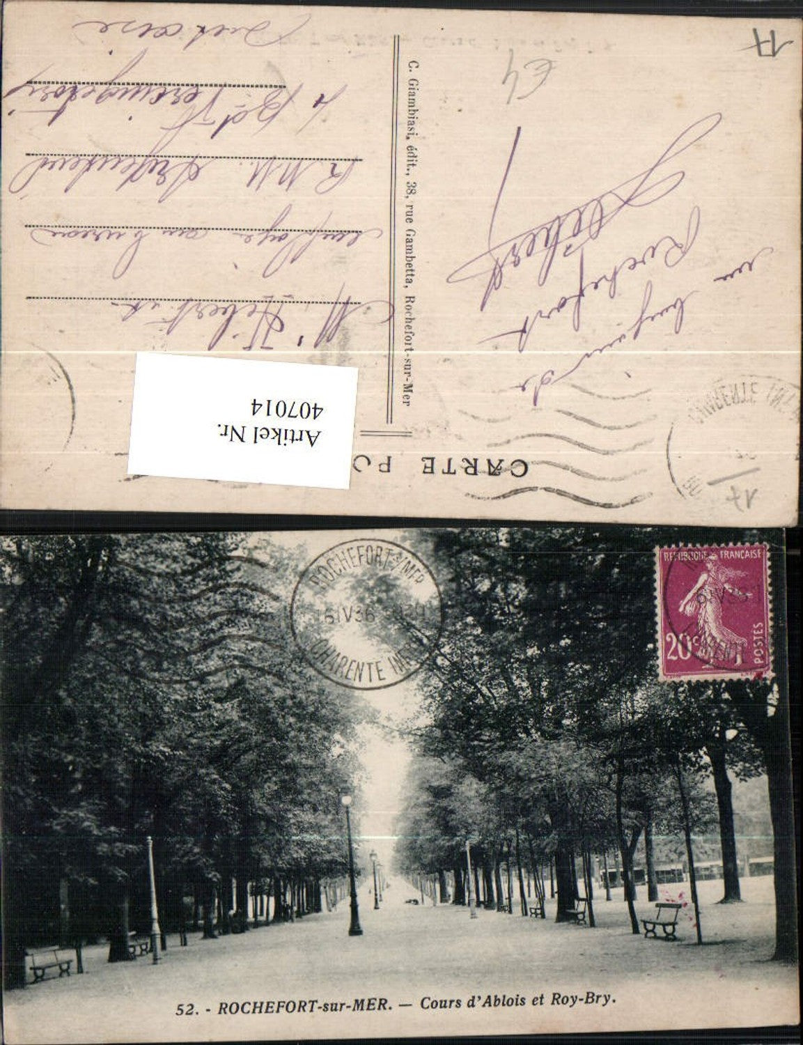 407014,Poitou-Charentes Charente-Maritime Rochefort-sur-Mer Cours Ablois et Roy-Bry Allee