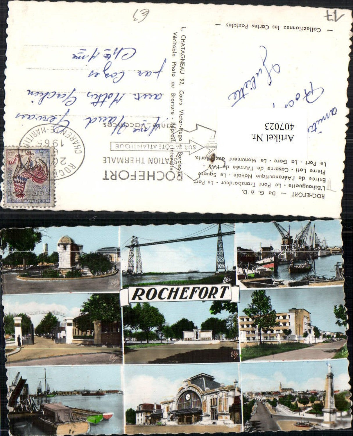 407023,Poitou-Charentes Charente-Maritime Rochefort Pont Brücke Hafen Bahnhof Mehrbildkarte