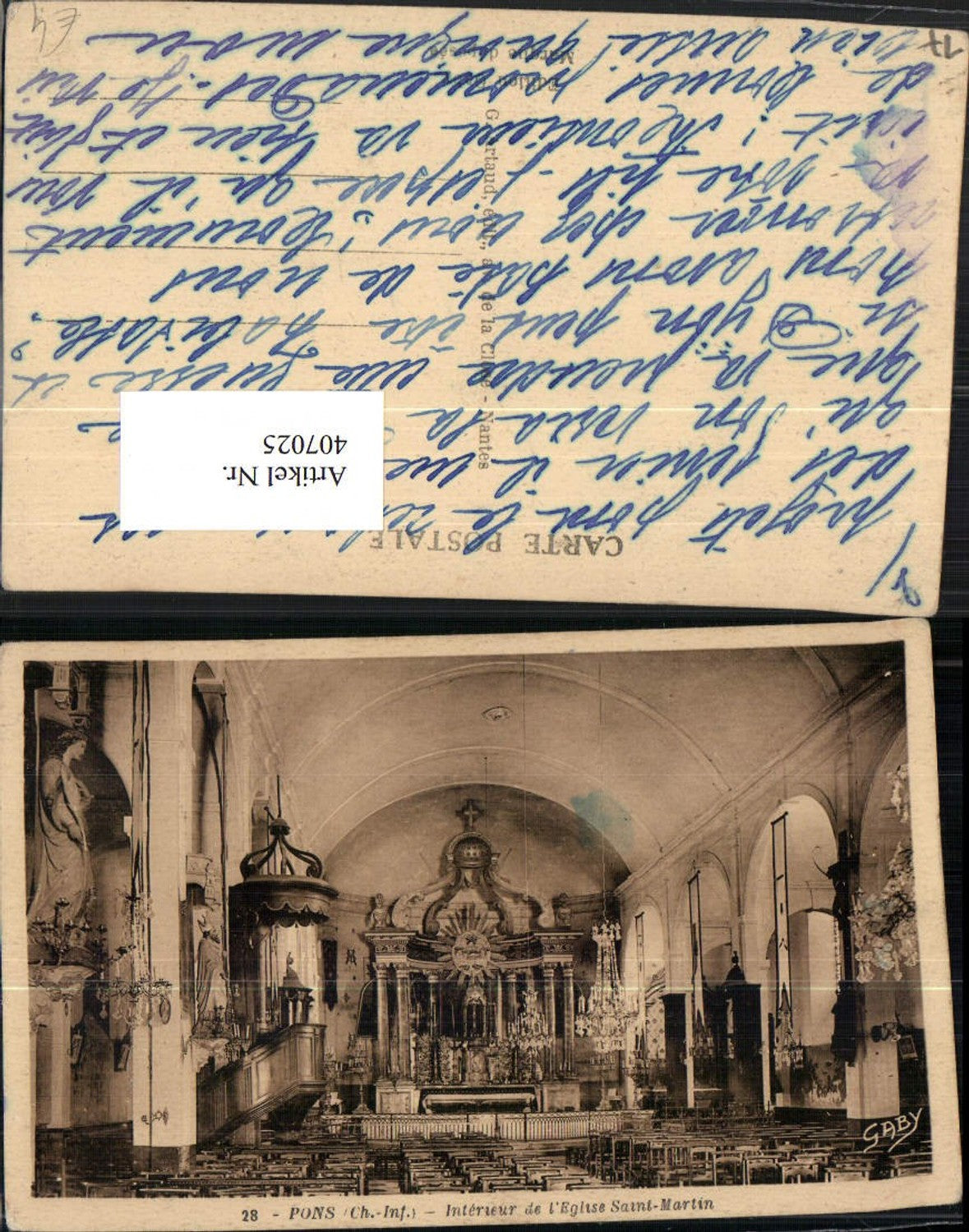 407025,Poitou-Charentes Charente-Maritime Pons Interieur de l'Eglise Saint-Martin Kirche