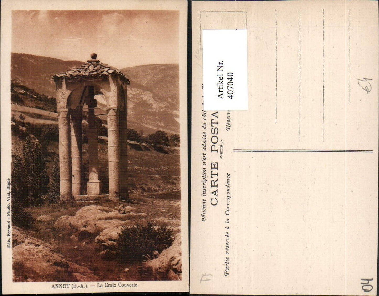 407040,Provence-Alpes-Cote-Azur Alpes-de-Haute-Provence Annot Croix Couverte Kreuz