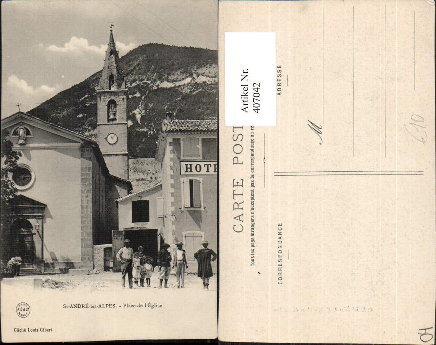 407042,Provence-Alpes-Cote-Azur Alpes-de-Haute-Provence St-Andre-les-Alpes Place Eglise Kirche