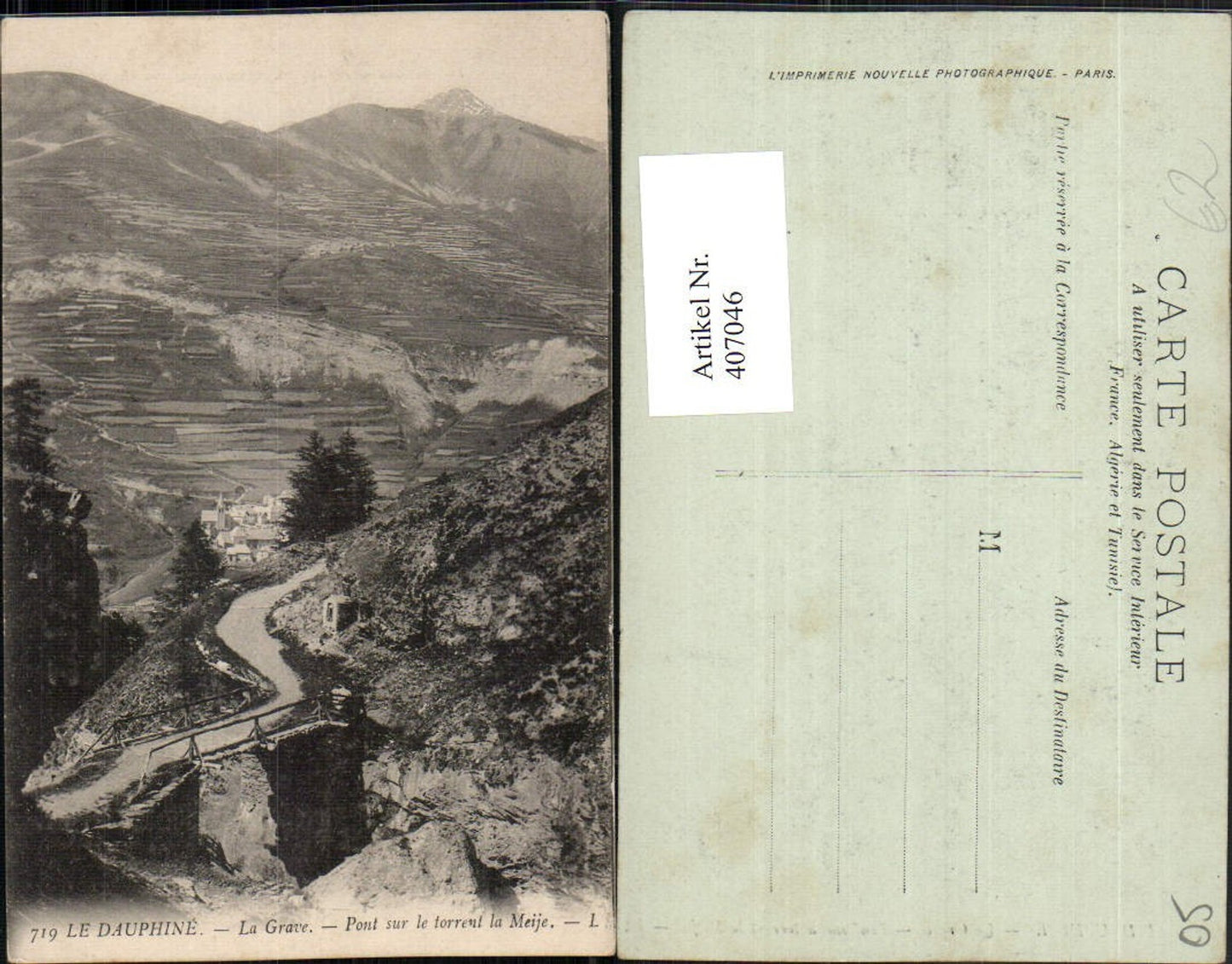 407046,Provence-Alpes-Cote-Azur Hautes-Alpes Dauphine Grave Pont sur Meije Totale Brücke