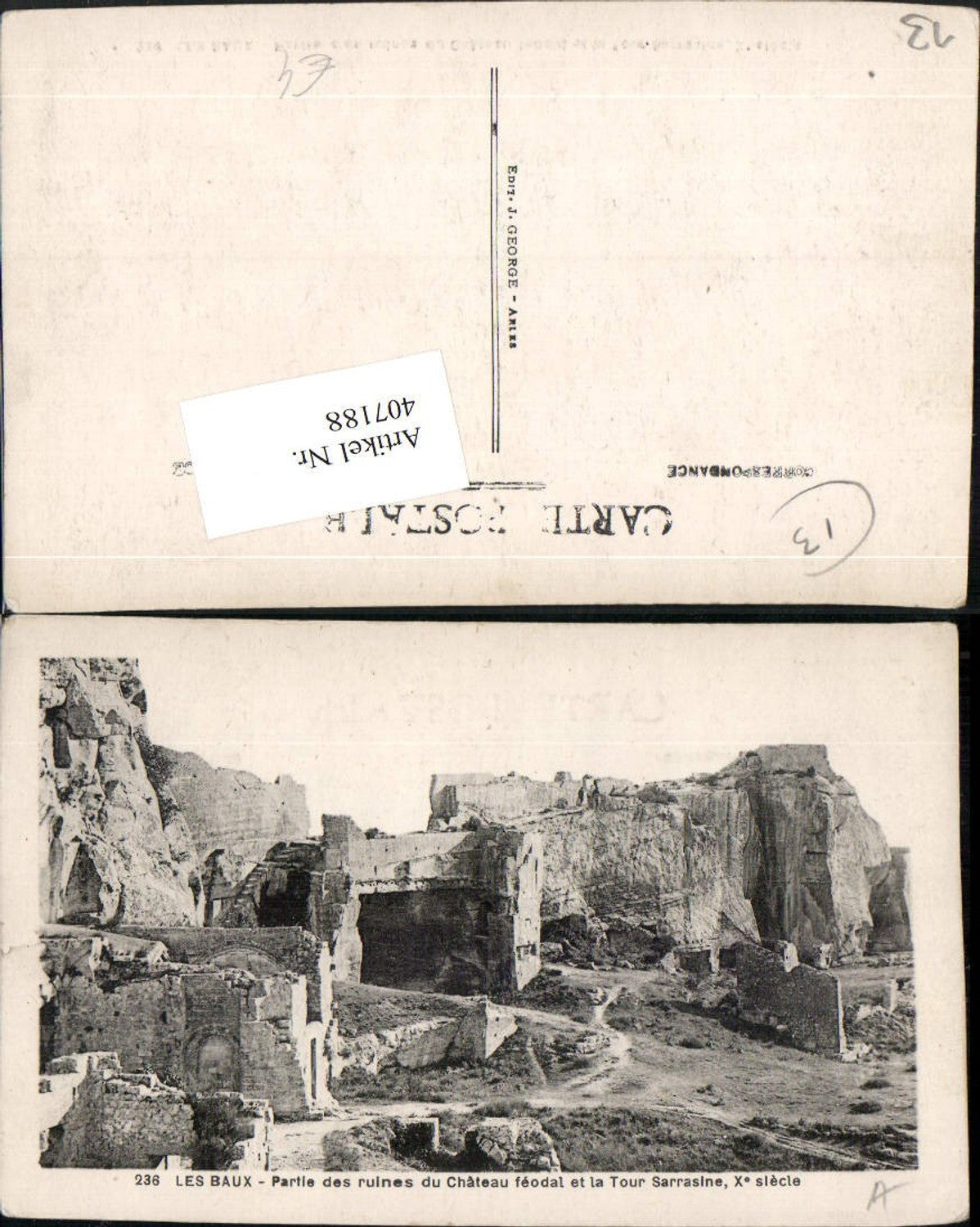 407188,Provence-Alpes-Cote-Azur Bouches-de-Rhone Les Baux Ruines du Chateau and Tour Sarrasine