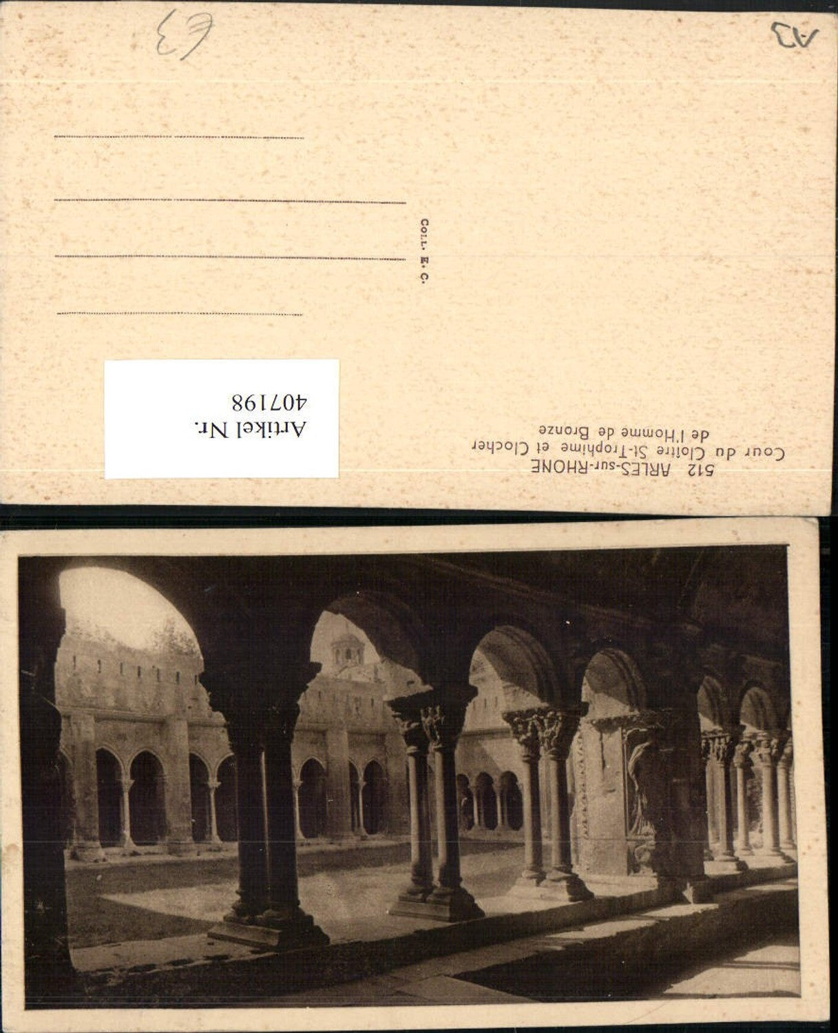 407198,Provence-Alpes-Cote-Azur Bouches-de-Rhone Arles-sur-Rhone Cloitre Kloster Arkaden
