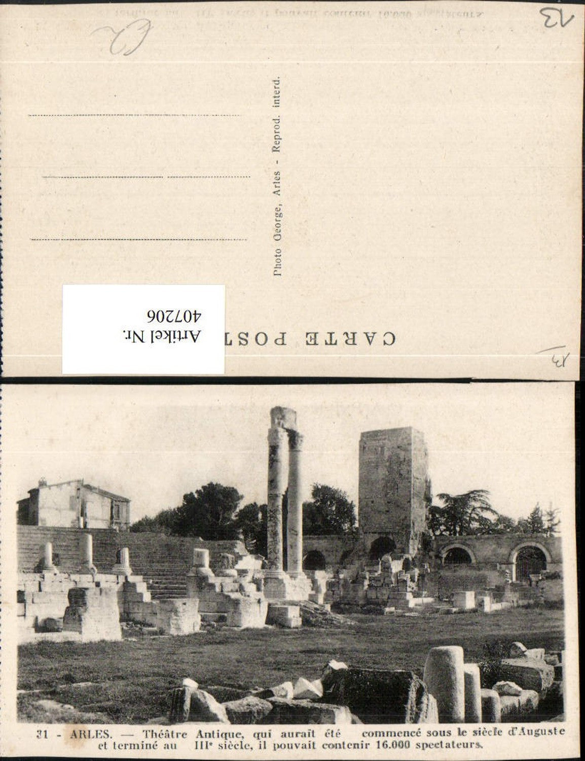 407206,Provence-Alpes-Cote-Azur Bouches-de-Rhone Arles Theatre Antique Antikes Theater