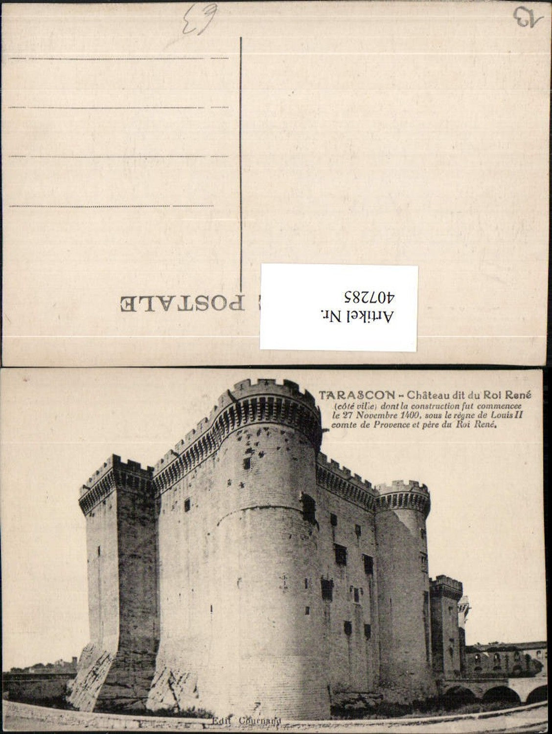 407285,Provence-Alpes-Cote-Azur Bouches-de-Rhone Tarascon Chateau Roi Rene Schloss Burg