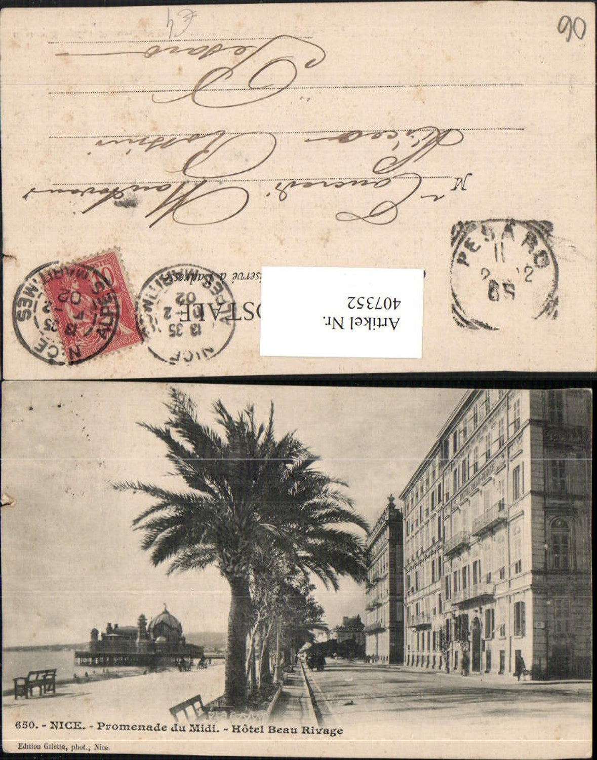 407352,Provence-Alpes-Cote-Azur Alpes-Maritimes Nice Nizza Promenade du Midi Hotel Beau Rivage