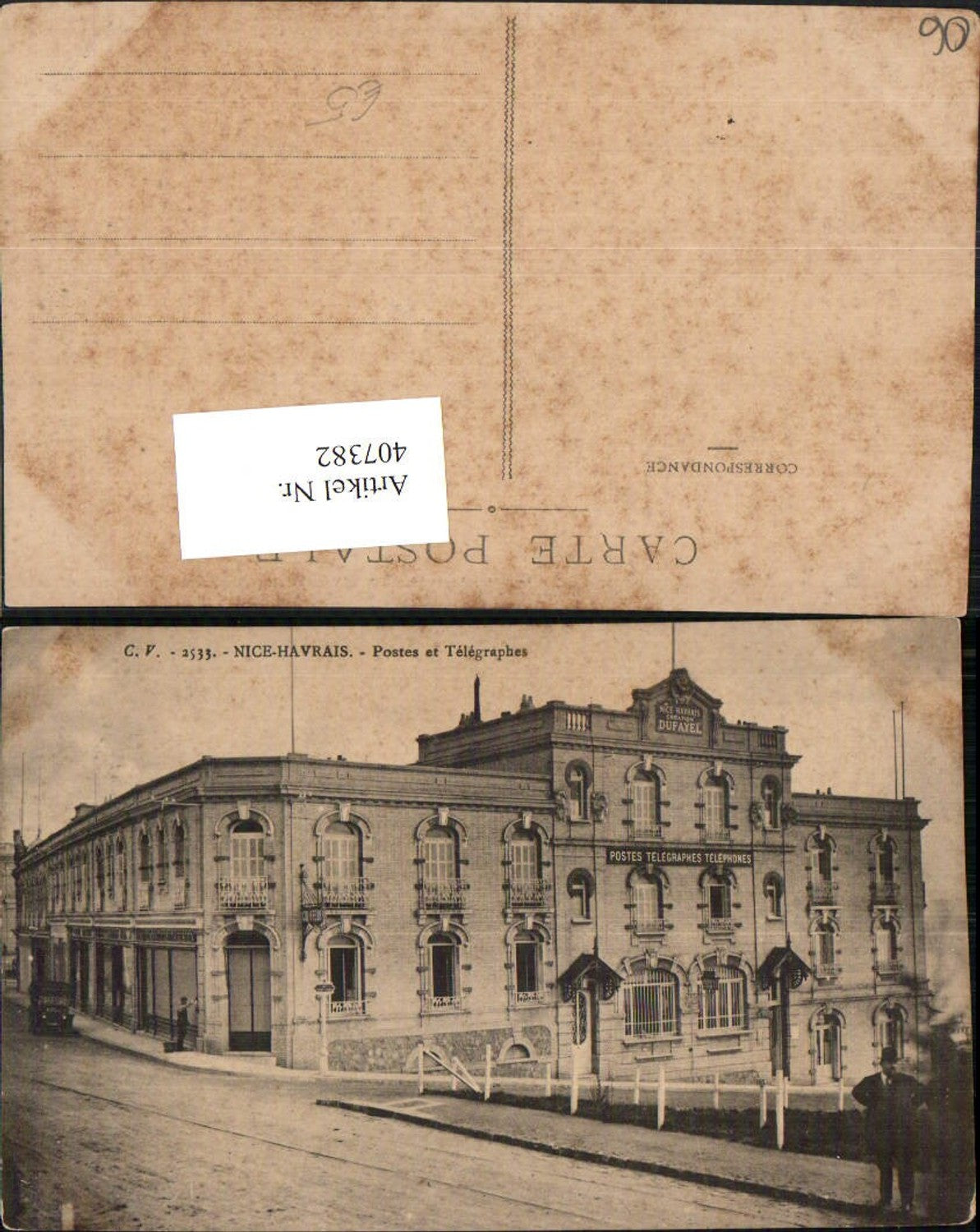 407382,Provence-Alpes-Cote-Azur Alpes-Maritimes Nice Nizza Havrais Postes et Telegraphes Post