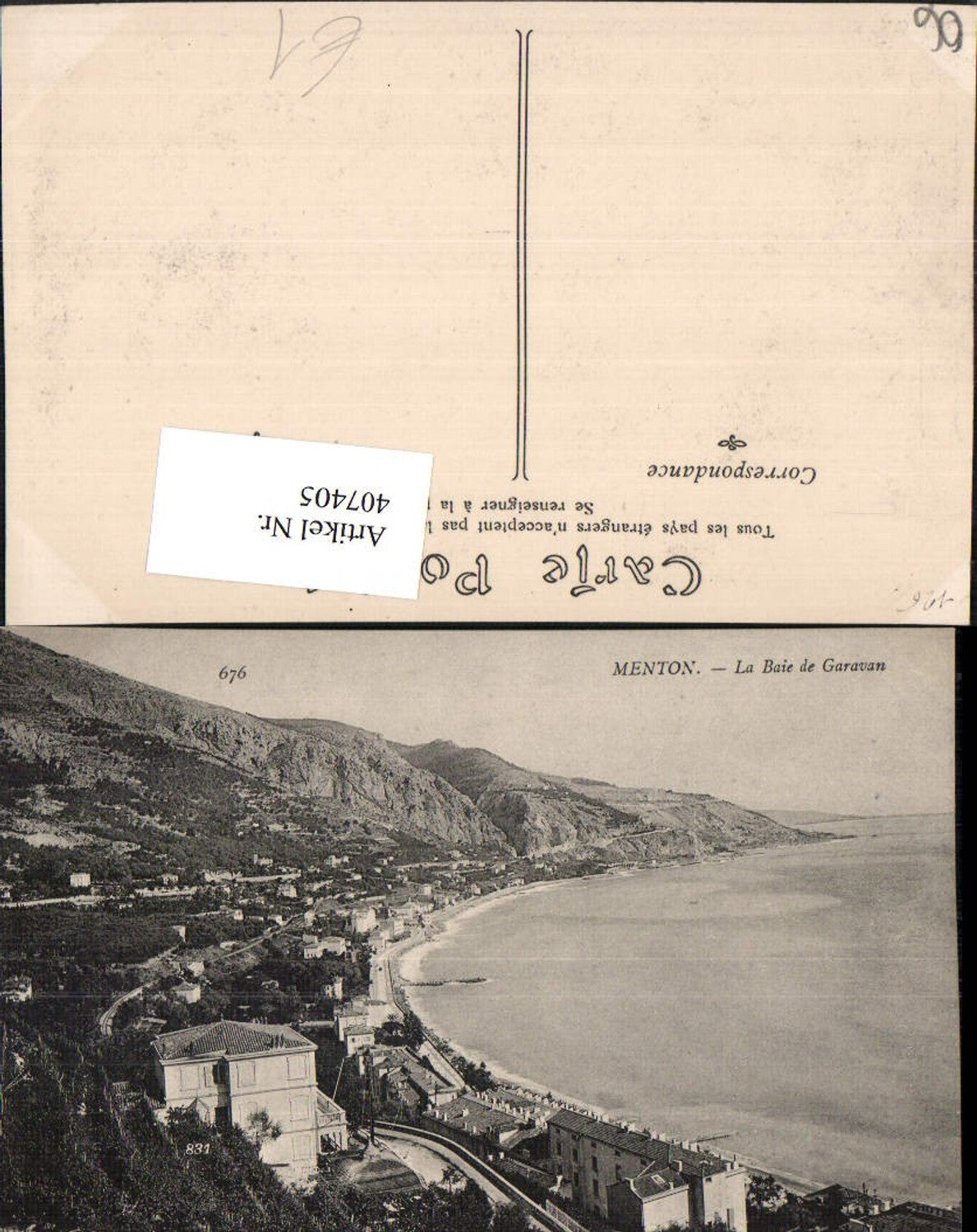 407405,Provence-Alpes-Cote-Azur Alpes-Maritimes Menton La Baie de Garavan Teilansicht