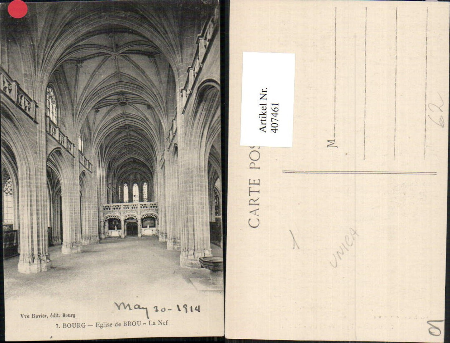 407461,Rhone-Alpes Ain Bourg Eglise de Brou La Nef Kirche Innenansicht