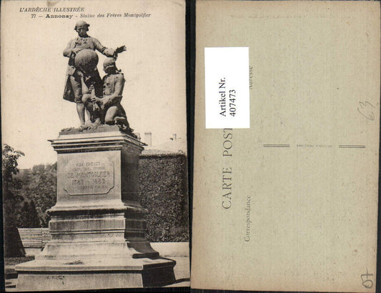 407473,Rhone-Alpes Ardeche Annonay Statue des Freres Montgolfier Denkmal