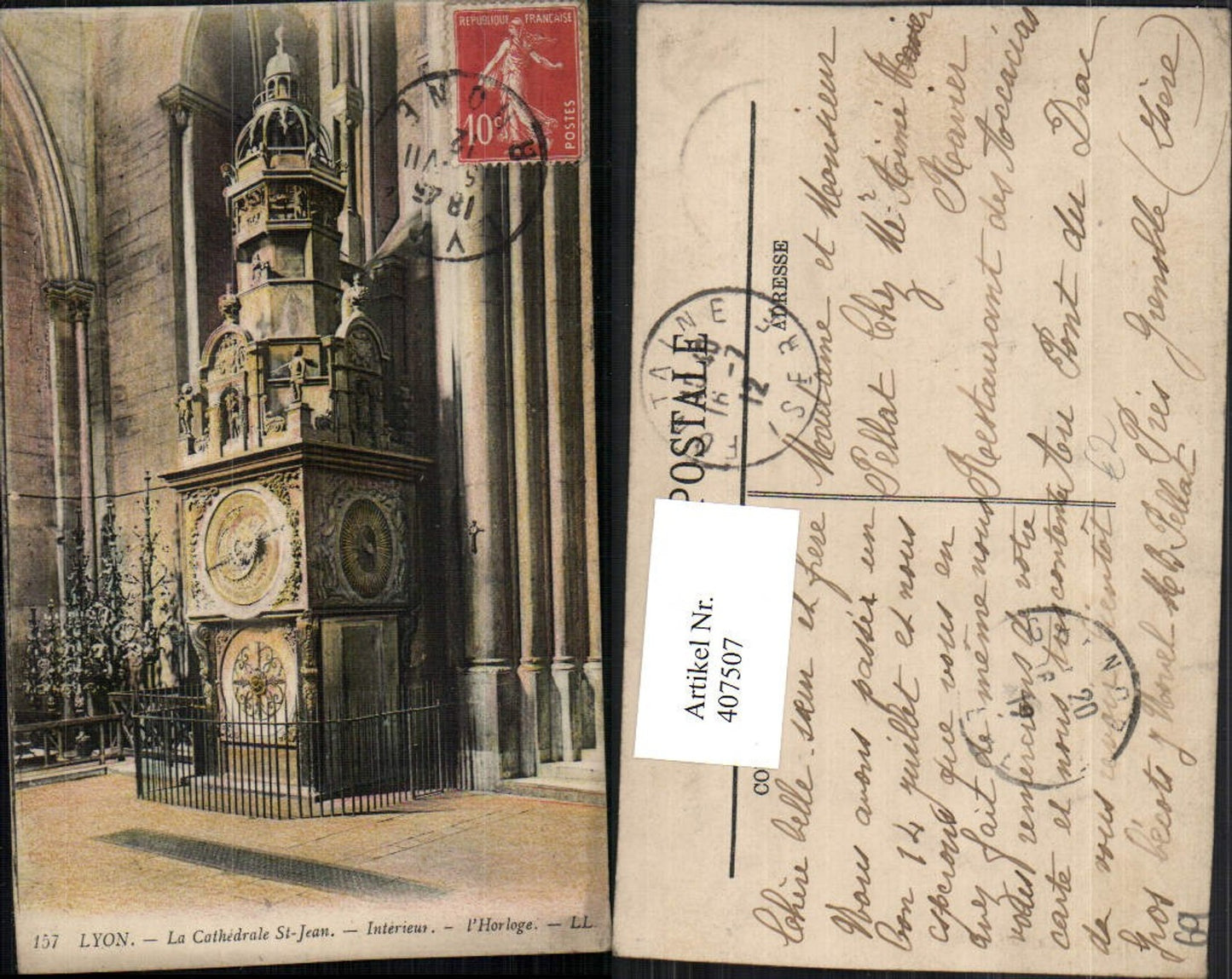 407507,Rhone-Alpes Rhone Lyon Cathedrale St-Jean Interieur Horloge Kirche Uhr