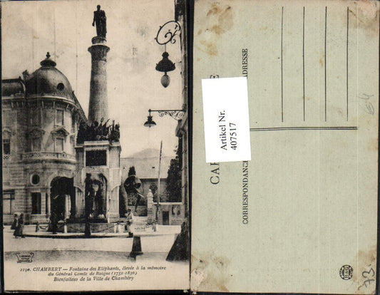 407517,Rhone-Alpes Savoie Chambery Fontaine des Elephants Brunnen