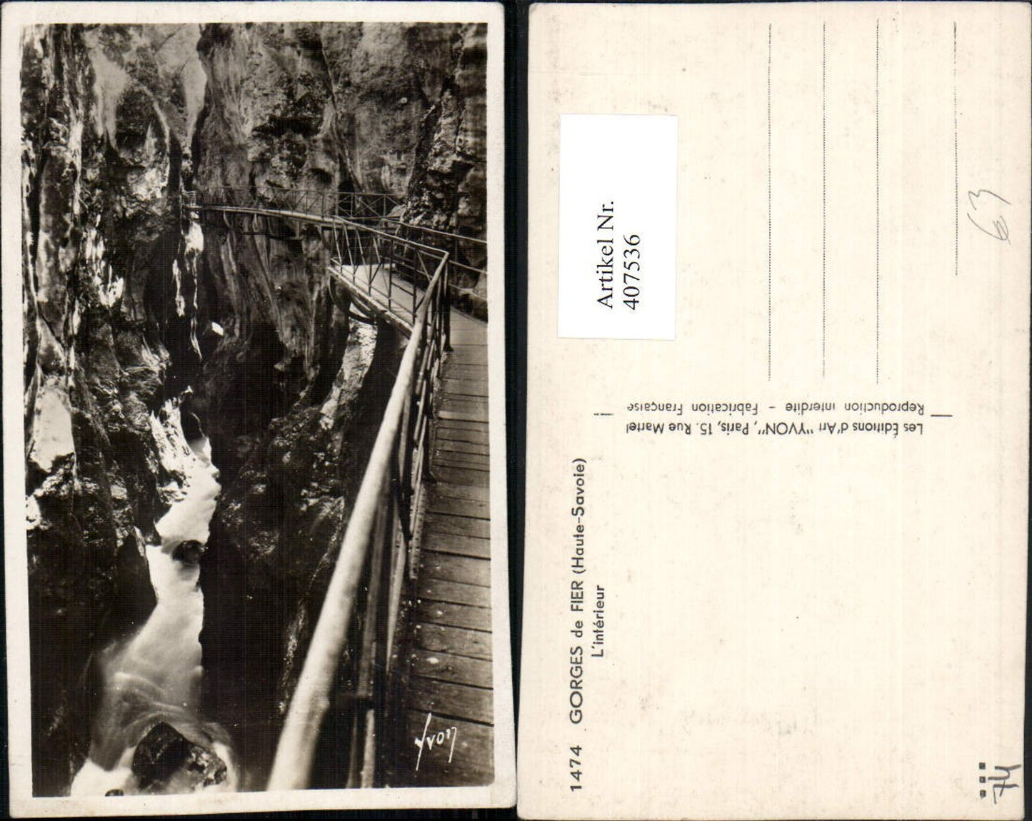 407536,Rhone-Alpes Haute-Savoie Gorges de Fier L'interieur Schlucht