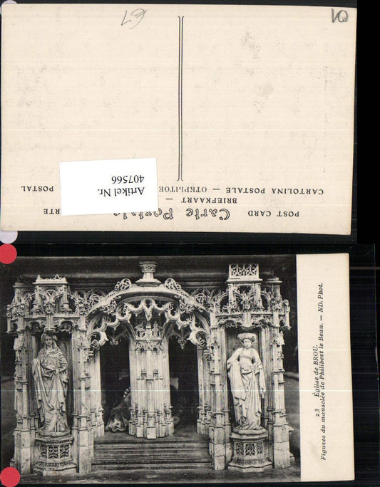 407566,Rhone-Alpes Ain Eglise de Brou Figures mausolee Philibert le Beau Mausoleum
