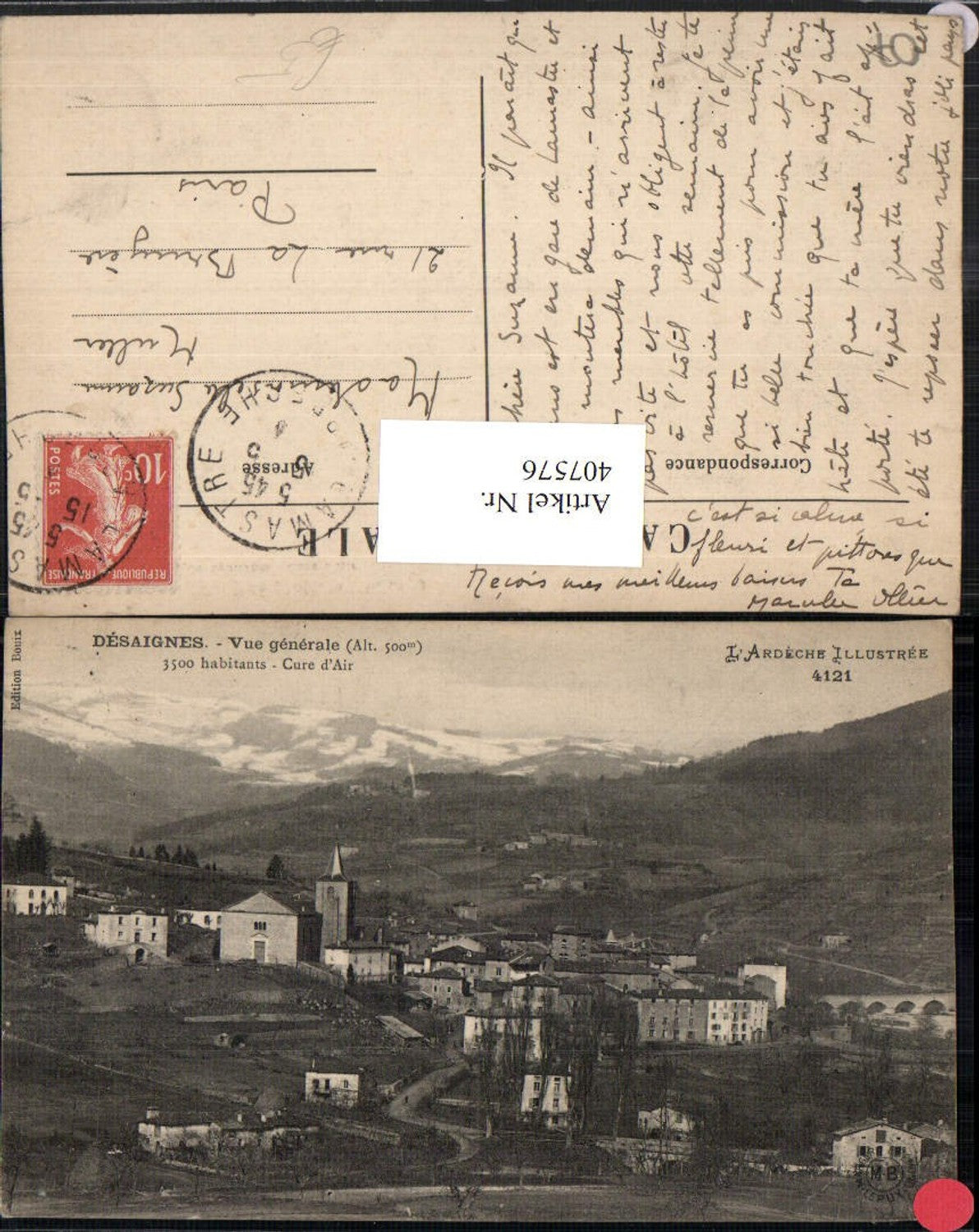 407576,Rhoen-Alpes Ardeche Desaignes Vue generale Totale Bergkulisse