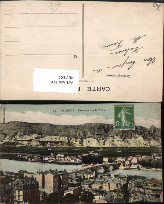 407581,Rhoen-Alpes Drome Valence Panorama sur le Rhone Teilansicht Brücke