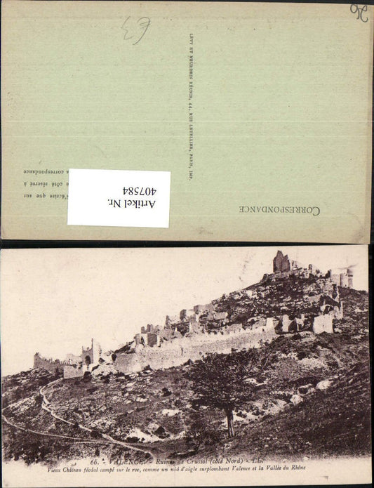 407584,Rhoen-Alpes Drome Valence Ruines de Crussol Ruine