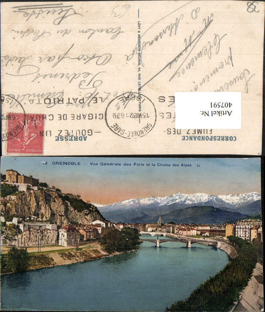 407591,Rhone-Alpes Isere Grenoble Vue Generale des Forts Teilansicht Brücke Bergkulisse