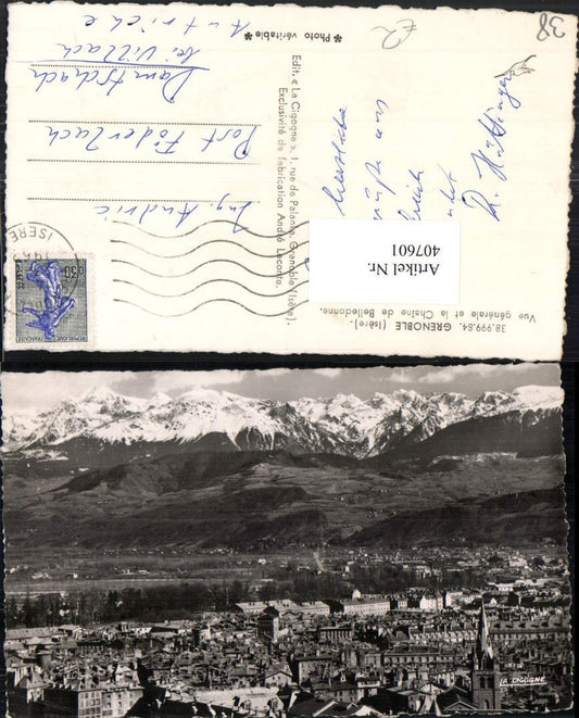 407601,Rhone-Alpes Isere Grenoble Vue generale Totale Bergkulisse