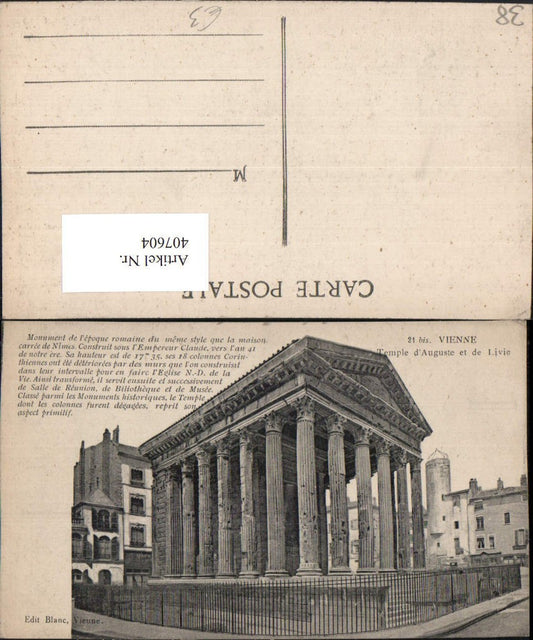 407604,Rhone-Alpes Isere Vienne Temple d'Auguste et de Livie Tempel
