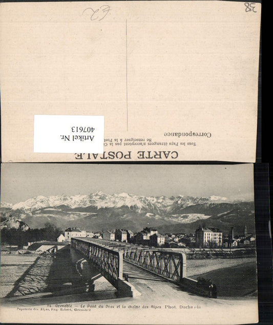 407613,Rhone-Alpes Isere Grenoble Pont du Drac Brücke Bergkulisse