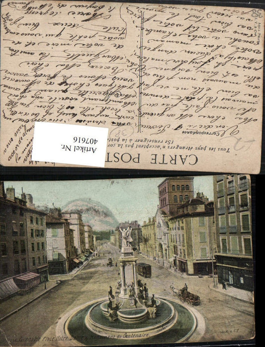 407616,Rhone-Alpes Isere Grenoble Place Notre-Dame Monument Brunnen