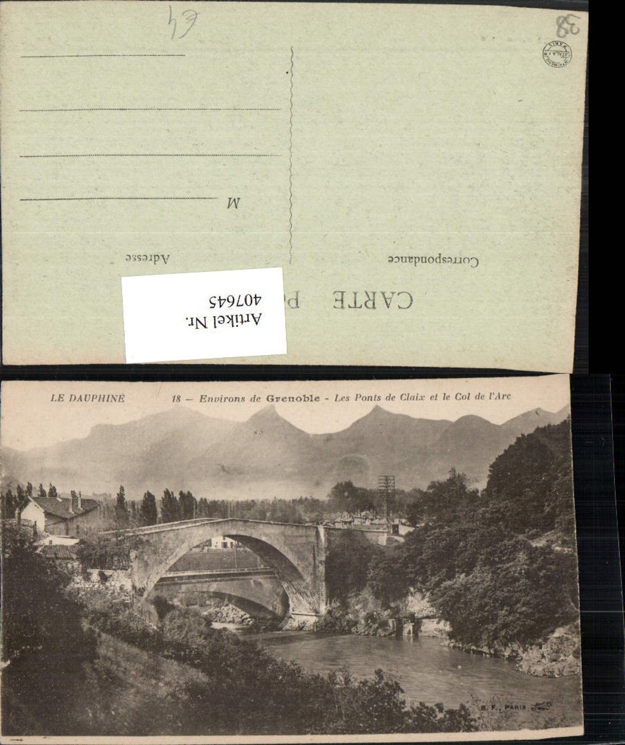 407645,Rhone-Alpes Isere Grenoble Ponts de Claix et le Col de l'Arc Brücke Bergkulisse