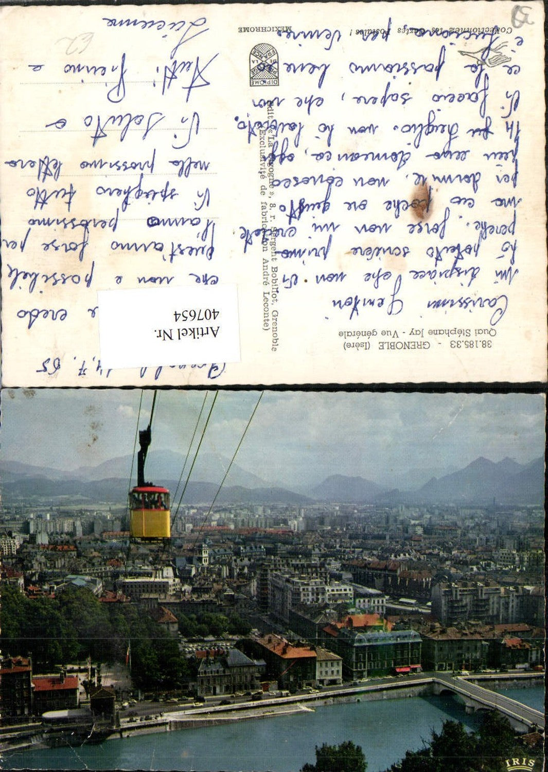 407654,Rhone-Alpes Isere Grenoble Quai Stephane Jay Totale Seilbahn