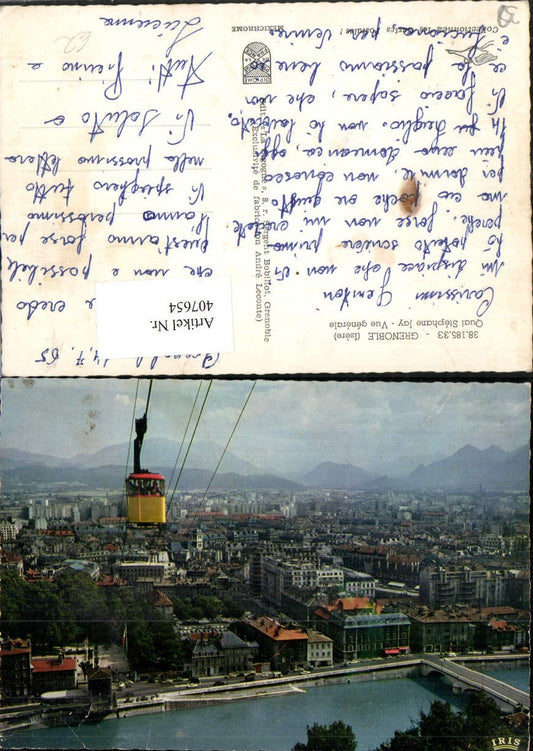 407654,Rhone-Alpes Isere Grenoble Quai Stephane Jay Totale Seilbahn