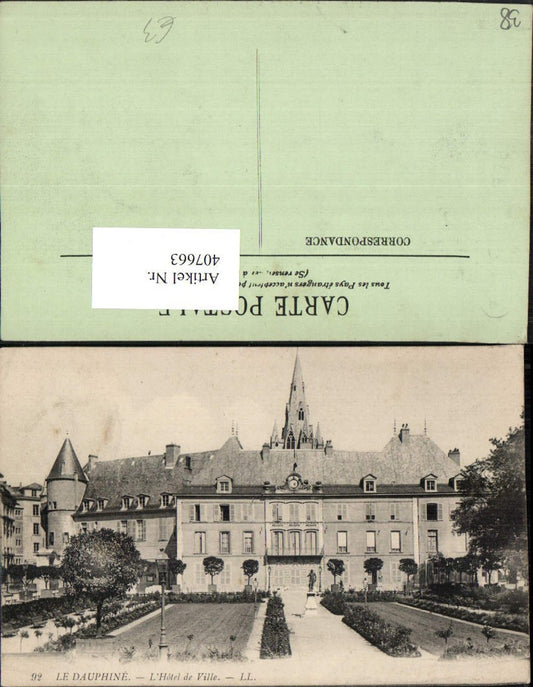 407663,Rhone-Alpes Isere Dauphine L'Hotel de Ville Rathaus