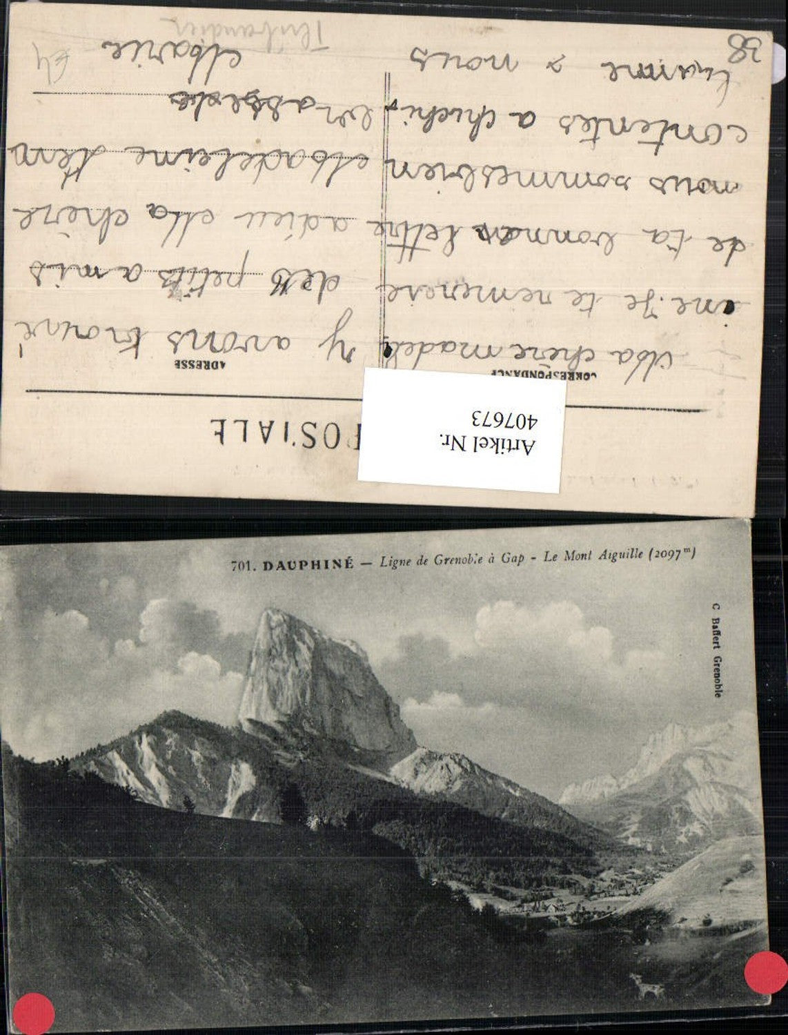 407673,Rhone-Alpes Isere Ligne de Grenoble a Gap Mont Aiguille mountain backdrop