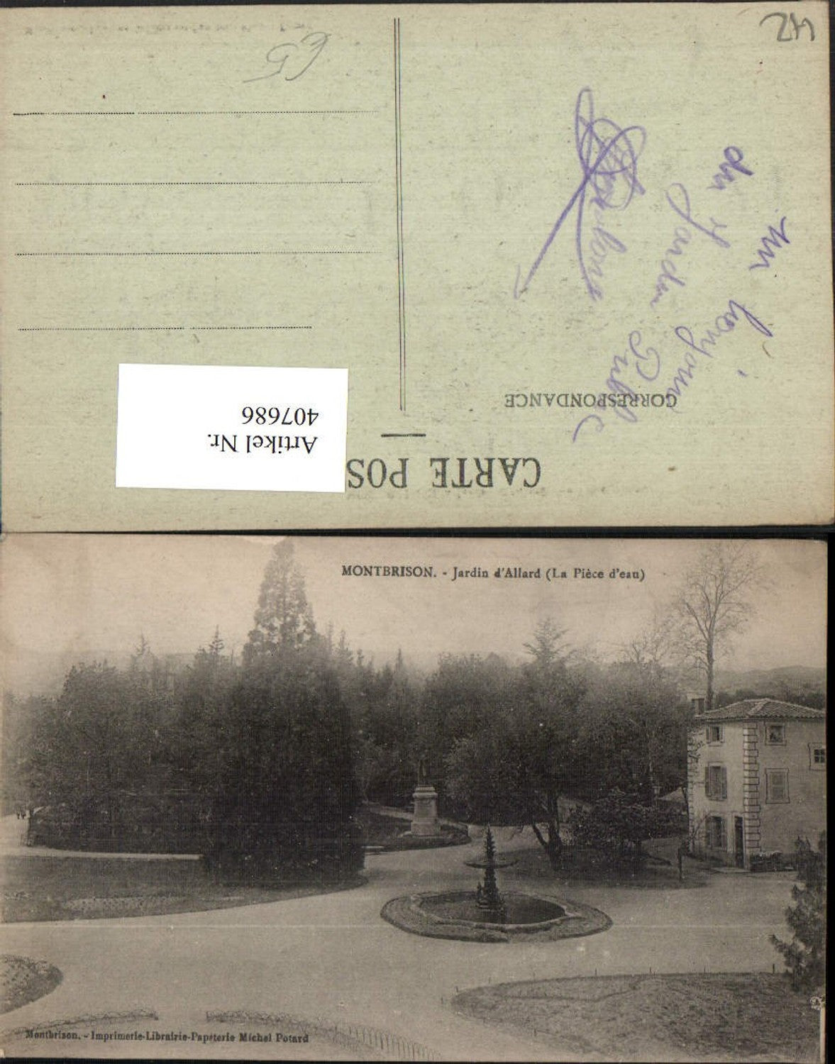 407686,Rhone-Alpes Loire Montbrison Jardin Allard Park Brunnen