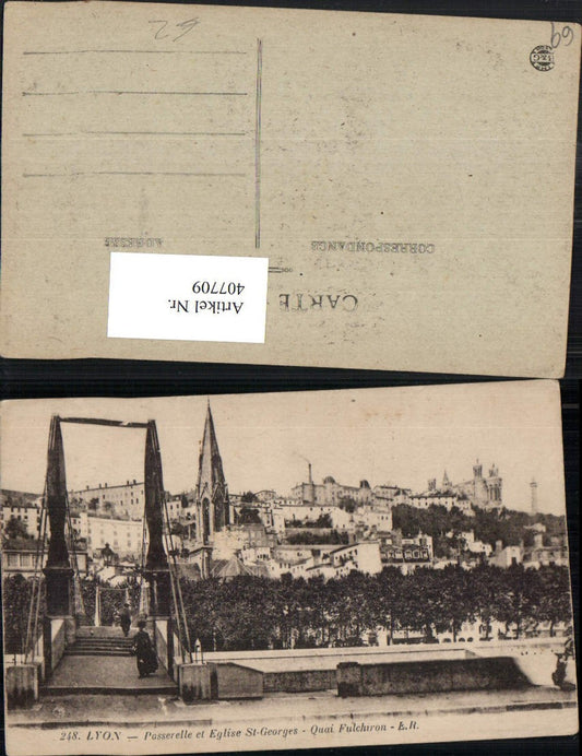 407709,Rhone-Alpes Rhone Lyon Passerelle et Eglise St-Georges Brücke