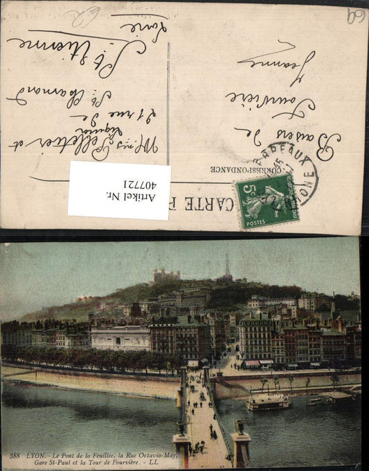 407721,Rhone-Alpes Rhone Lyon Pont de la Feuillee Teilansicht Brücke