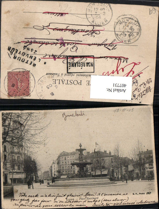 407731,Rhone-Alpes Rhone Lyon Place Guichard Brunnen Non Reclame Stempel