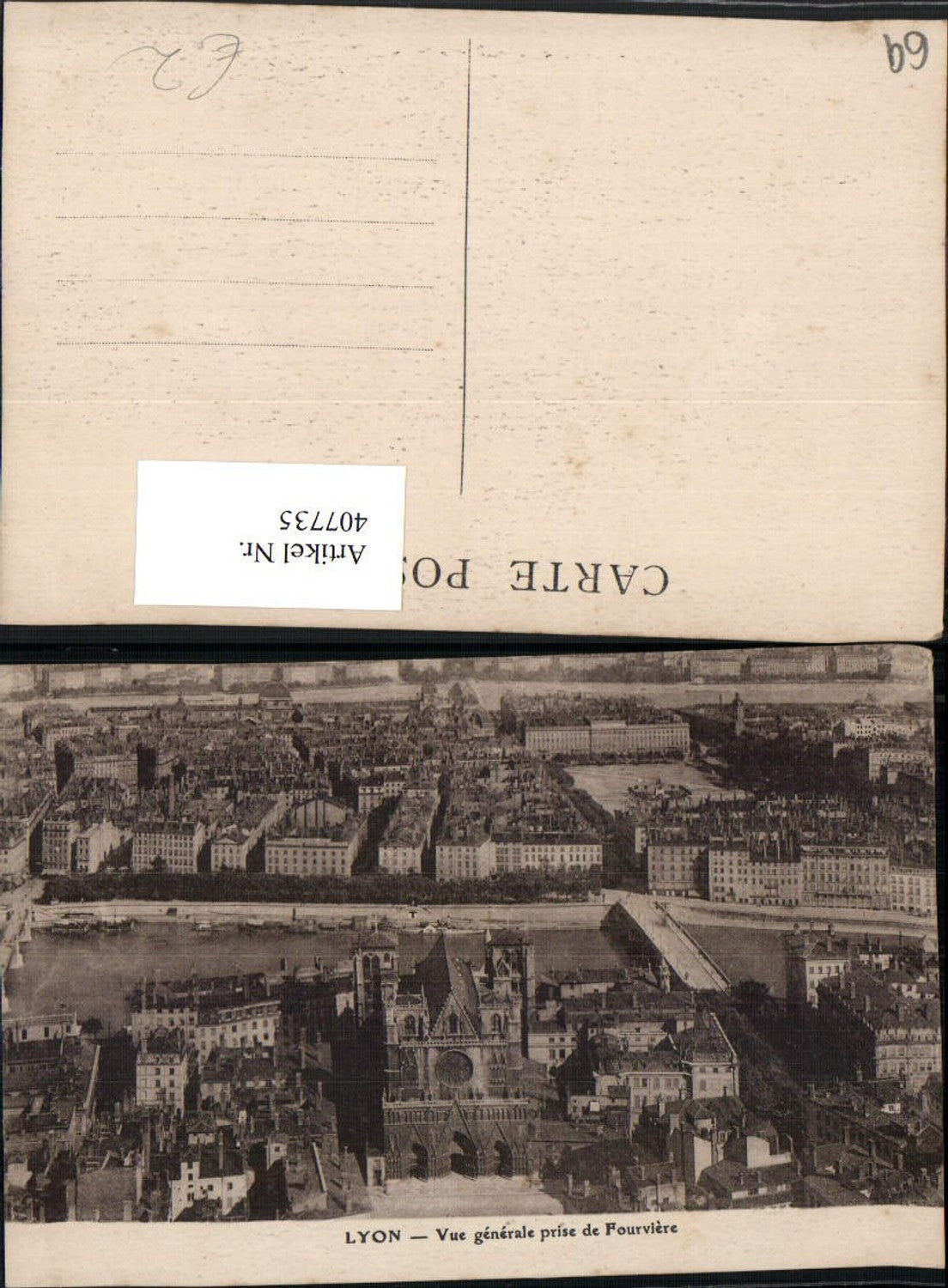 407735,Rhone-Alpes Rhone Lyon Vue generale prise de Fourviere Totale Kirche
