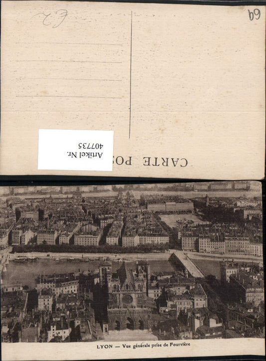 407735,Rhone-Alpes Rhone Lyon Vue generale prise de Fourviere Totale Kirche
