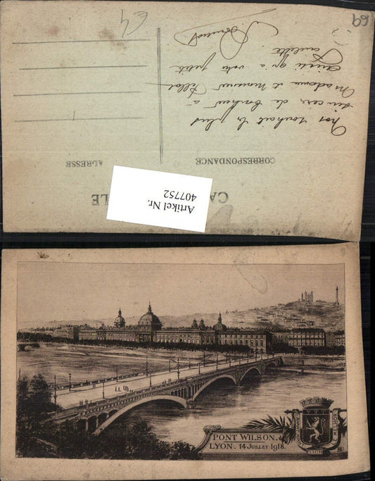 407752,Künstler AK Rhone-Alpes Rhone Lyon Pont Wilson Brücke