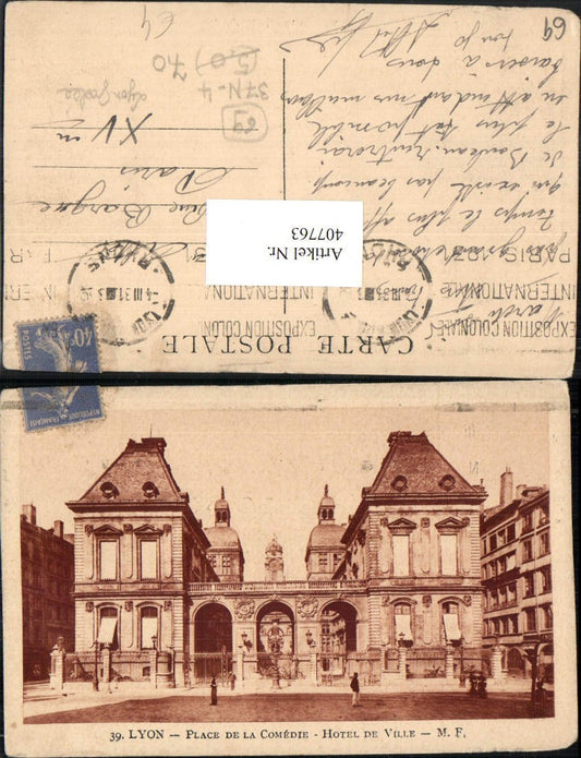 407763,Rhone-Alpes Rhone Lyon Place de la Comedie Hotel de Ville Rathaus