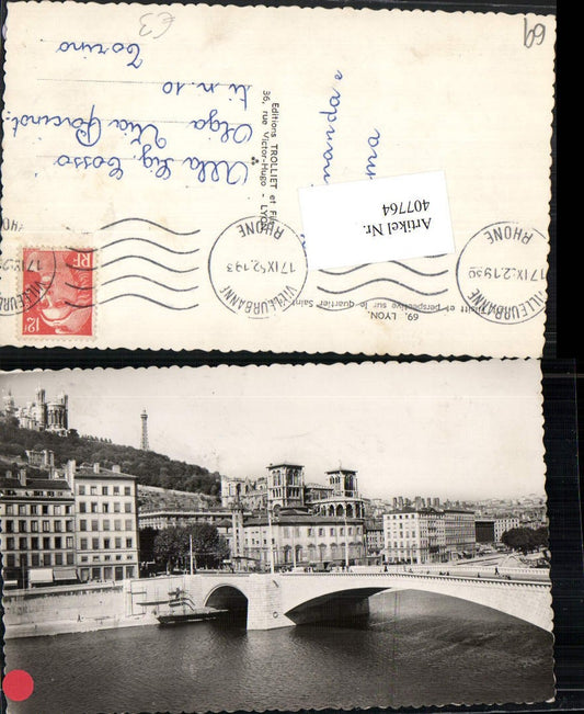 407764,Rhone-Alpes Rhone Lyon Pont Tilsitt Brücke Kirche