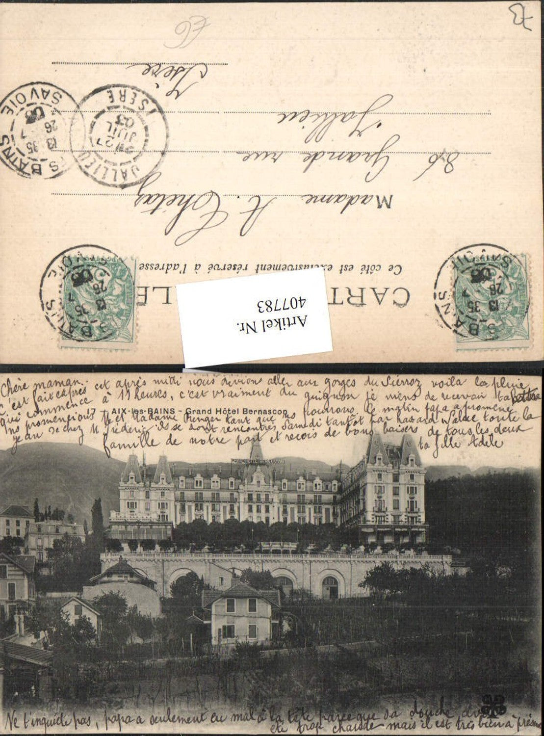 407783,Rhone-Alpes Savoie Aix-les-Bains Grand Hotel Bernascon